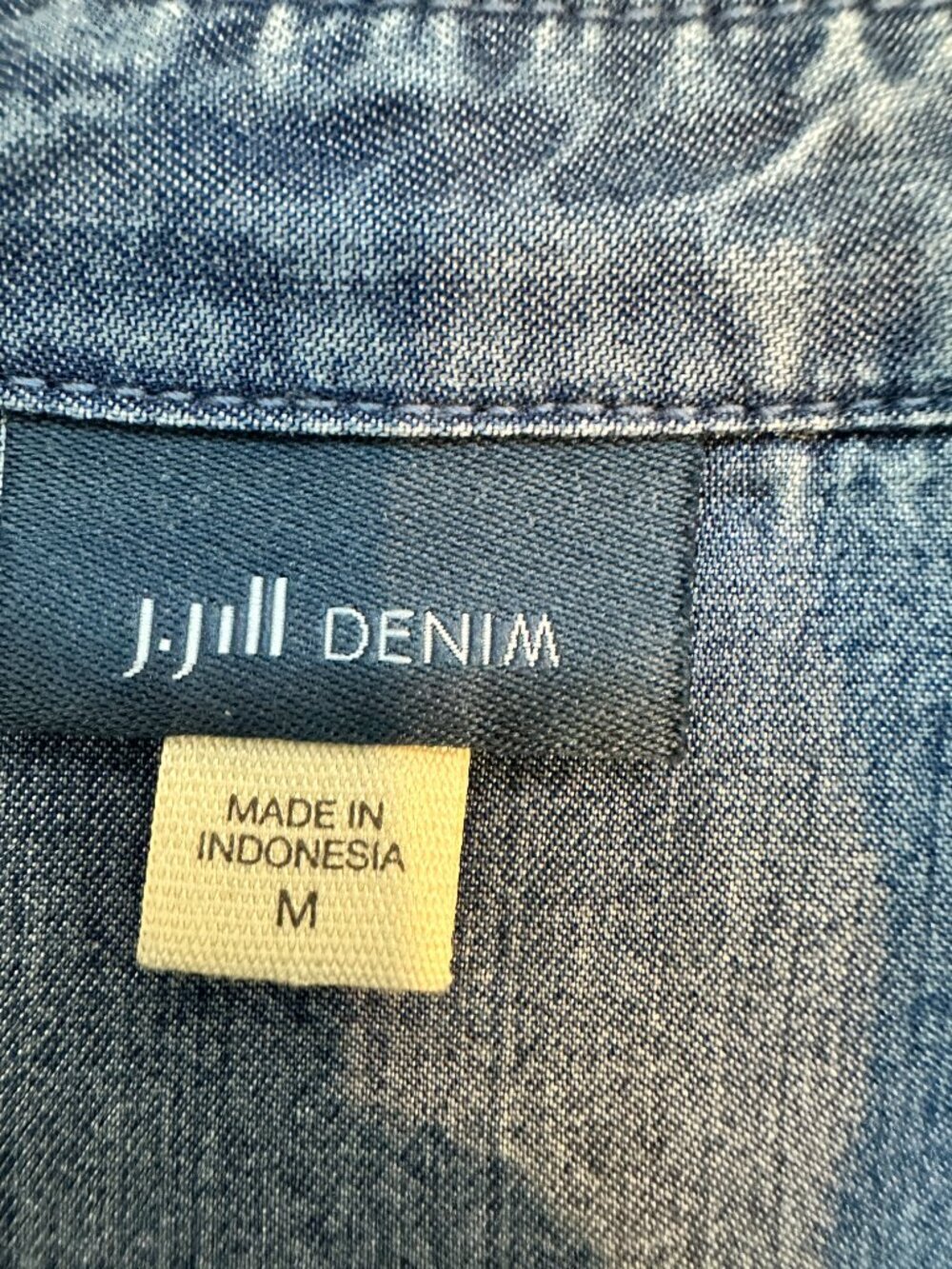 J. Jill Denim Chambray V-Neck Long Sleeve Blouse Size M - Picture 9 of 11